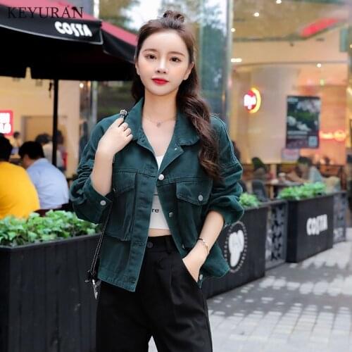 Jeans Jacket Women Casual Loose Short Female Coats Basic Ladies Top Turn-down Neck Cotton Loose Bomber Jacket Woman Denim Coats