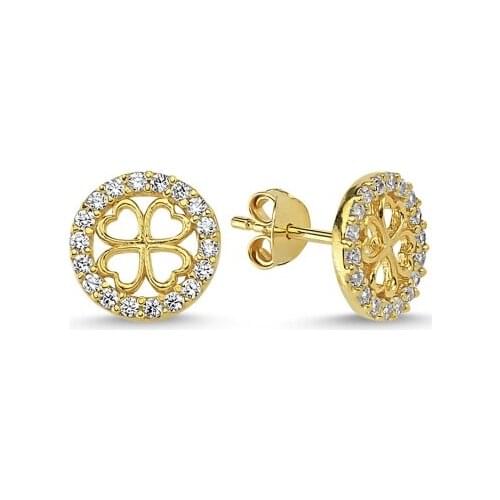 KUTAYDAN Zircon Cubic Zirconia Clover Earrings 925 Sterling Silver
