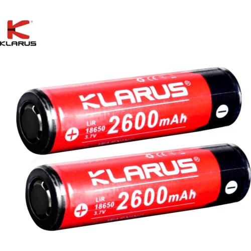 2PCS KLARUS 18650 Battery 2600mAh 18650 3.7V Li-ion Battery