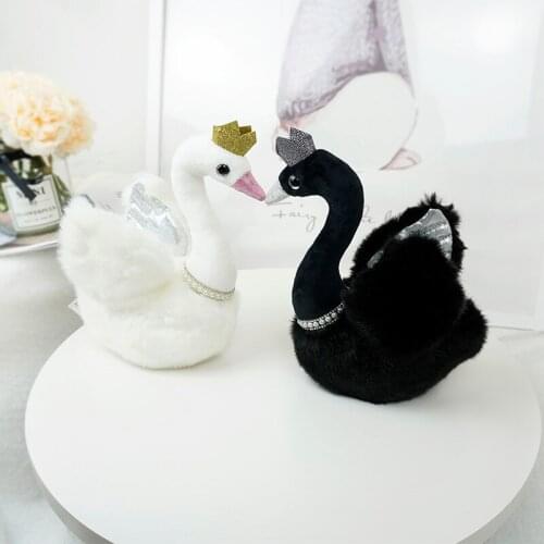 1 pcs 28cm ins Cute Balck&White Plush Swan Toys Stuffed Animal Swan Wear Crown Lovely Toys Room Decor Kids Gift Doll decoration