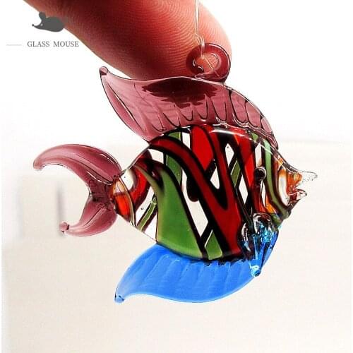Murano Floating glass fish Figurine bubble ball Aquarium home Decor charm accessories Handmade Art Sea Animal Collectible Gift