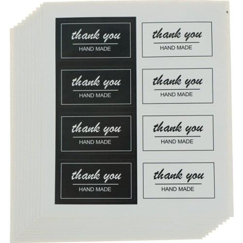 80pcs/10sheet Black White Thank You Label Stickers Stationery Stickers Diameter For Diy Hand Made For Gift Cake Sealing Hang Tag
