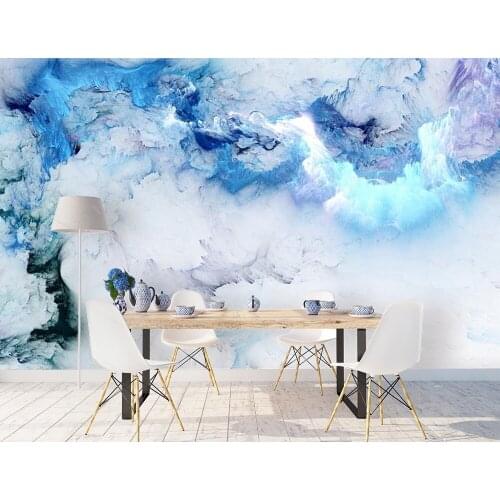 Bacal Custom 3D Wallpaper Mural Modern Abstract Modern WhiteTexture Wall Painting Living Room Art Home Decor Blue Wallpapers