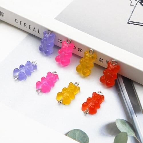 New 8/10pcs Candy Bear Cute Resin Charms DIY Patch Findings Gummy Earrings Keychain Necklace Pendant Jewelry Decor Accessories