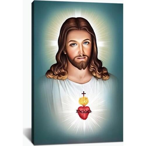Hd print Canvas Painting Sacred Heart of Jesus Posters and Prints Wall Art Picture for Living Room Decor Frame