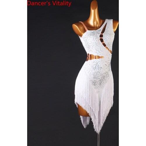Latin Dance Dress Tassel Long Skirt Diamond-Studded Performance Clothes High-End Custom Female Child Adult Competition Clothing