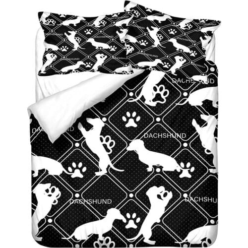 Bedding Dachshund Bedding Set Cute Colorful Puppy Duvet Cover Cartoon Bed Cover Pet Dog Home Textiles Queen 3pcs Dropship