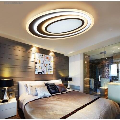 Postmodern Acrylic Art Corrugated LED Ceiling Light Living Room Bedroom Study Oval Ultra thin Dimming Ceiling lights AC110V-240V