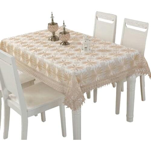 Simple Transparent Square Table Cloth Runner Rectangular Embroidered Round Tablecloth Cover Towels Wedding Home Room Decoration
