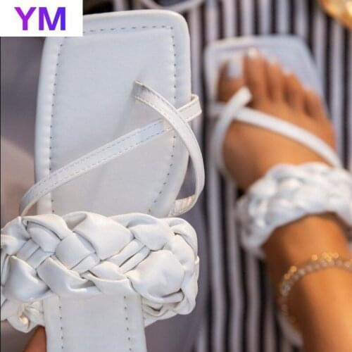 New Brand Design Gladiator Sandals Shoes Narrow 2021 Band Square Head Clip On Strappy Beach Slippers Zapatillas Casa Mujer 36-43