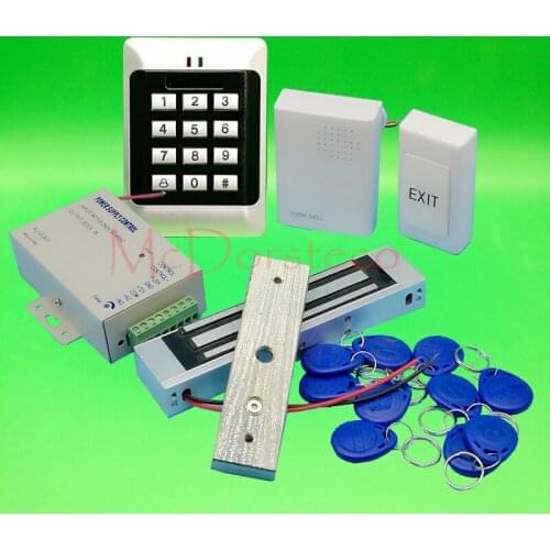 DIY Full Keypad Rfid Door Access control system 350lbs 180kg Electric magnetic Lock +Power supply+exit button+keyfobs