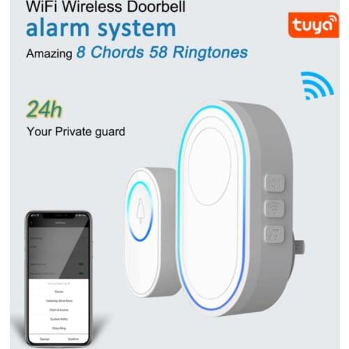 Tuya Smart Wifi Outdoor Wireless Doorbell Alarm 433MHz Smart Home Alarm Clock Function Household Products Wireless Doorbell
