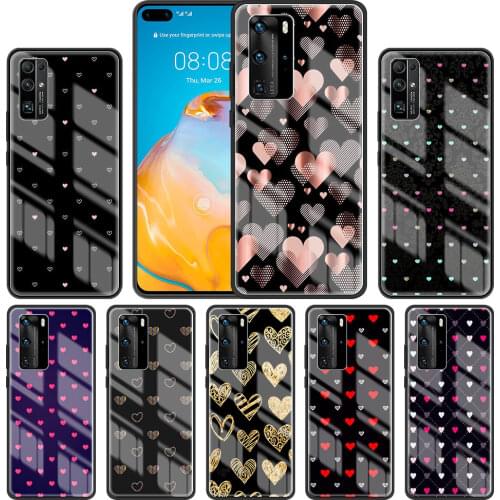 Glass Case for Huawei P30 Lite P40 Pro P Smart Z Y6 Y7 2019 Mate 20 Lite Honor 20 9X 8X Phone Cover Capa Animal Cute Love Heart