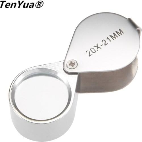 TenYua Portable 20 x 21mm Jewelry Magnifying Glass 20X Folding Magnifier Loupe for Jewelry Diamond Coins Stamps Antiques