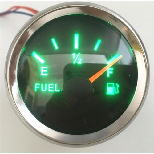 1pc 52mm Pointer Fuel Level Gauges 240-33ohm Auto Fuel Meters 0-190ohm Device with Green Backlight for Car Boat Motorcycle