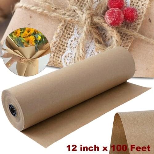 12 inch 30M Craft Wrapping Paper Roll Recycled Natural Kraft Paper Rolls Brown Wrapping Paper for Gift Wrapping Table Runner