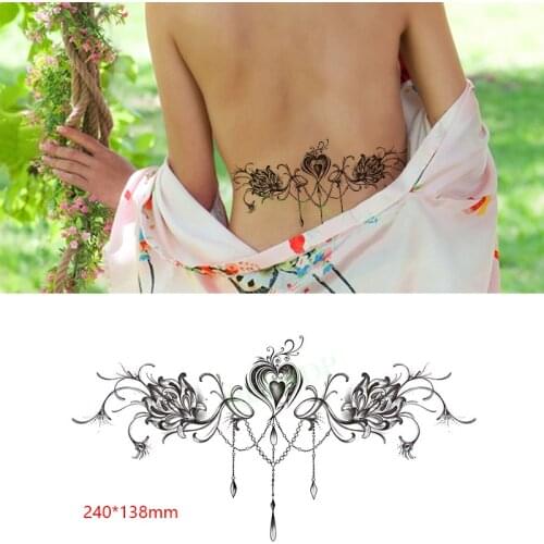 Waterproof Temporary Tattoo Sticke Chrysanthemum love henna waist chest on back tatto breast flash tatoo fake tattoos for women