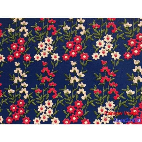 High Quality flower pattern Faux PU Leather fabric for DIY sewing sofa table shoes bags bed material(1 yard)