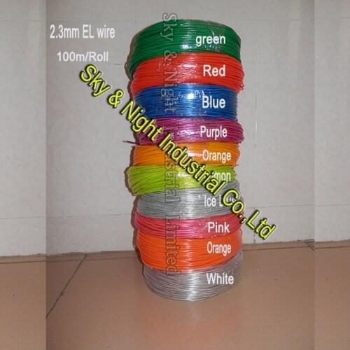 High Quality Wholesale 100M/Lot 2.3mm el wire with 10 colors for option +Free shipping