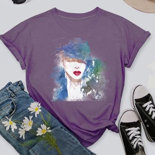 New 15 Colors 2021 Women Casual Harajuku Fashion T-shirt Print O-neck Short Sleeve Elastic Stretched Tee Shirt XK00046