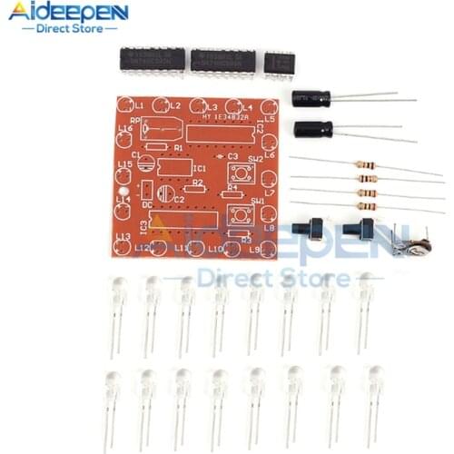 1Set NE555+74HC595 Electronic Kit 16Bit 16Channel Light Water Flowing Lights LED Module Kit Running Light Welding Practice Board