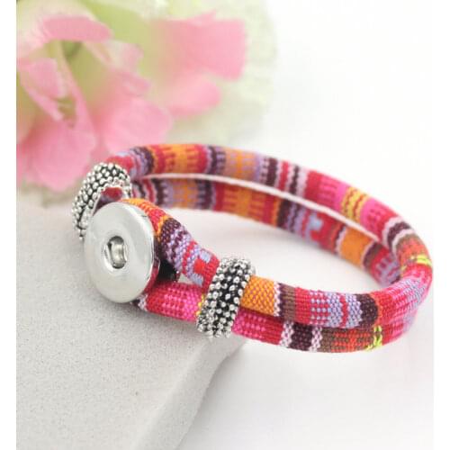 10pcs Wholesale NEW Snap Bracelet 8 Colors Ethnic Style Bihemian Bracelet&Bangle For Women 18mm Snap Jewelry Pulsera Bijoux