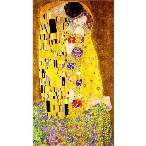 100x180CM frame Classic Artist Gustav Klimt kiss Abstract Oil Painting on Canvas Print Poster Art Wall Pictures For Living Room