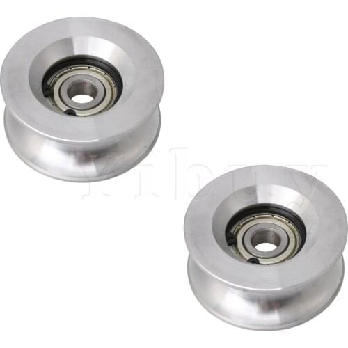 2Pcs 10x60x25mm Silver Guide Roller Pulley Rail Idler Wheel 10mm Groove
