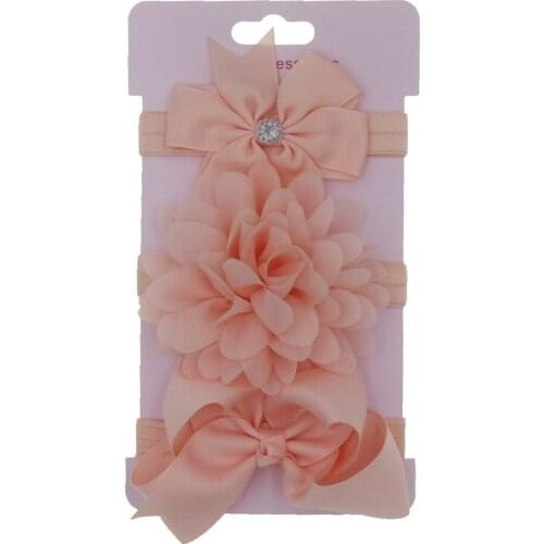 3Pcs 2019 Kids Elastic Flower Headband Rhinestone Turban Skinny Stretchy Bowknot Hairband Baby Girl Accessories Photo Props