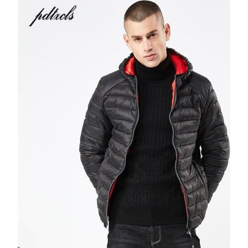 49New Solid Thin Simple Casual Hooded Coats 2018 Winter Mens Thin Keep Warm Cotton-Clothe Fashion Men Clothes Streetwear Jackets