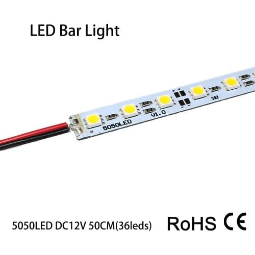 5pcs 50cm 36leds SMD 5050 hard luces LED Bar light DC 12V Aluminum Warm White LED strip luces lights showcase, Free Shipping