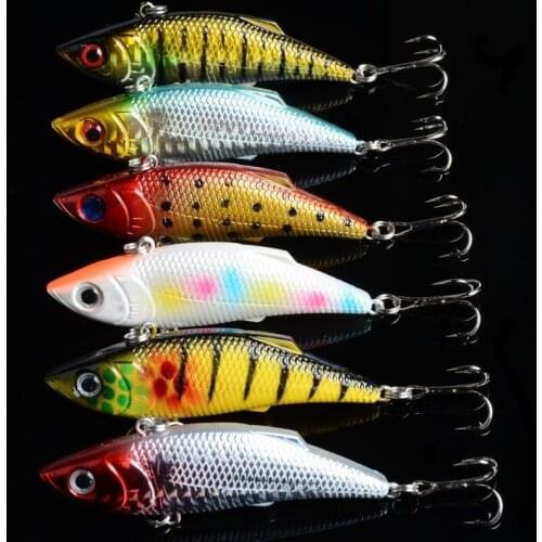 6Pcs/Lot Hard VIB Lures 8cm/11.8g Fishing Bait Treble Hooks Sinking Wobblers Crankbait Boat Sea Fishing Lure Tackle