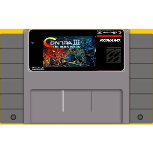 Contra III-The Alien Wars 16 bit Big Gray Game Card For USA NTSC Game Player