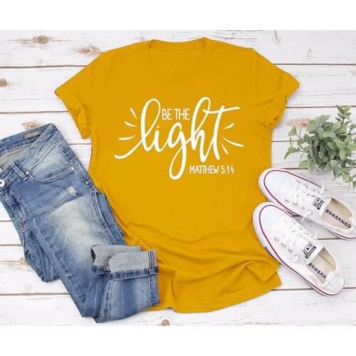Be The LIght Christian Shirts Jesus Fashion Aesthetic T-shirt Streetwear Faith Hope Love Tshirt Women Cotton Tops Dropshipping