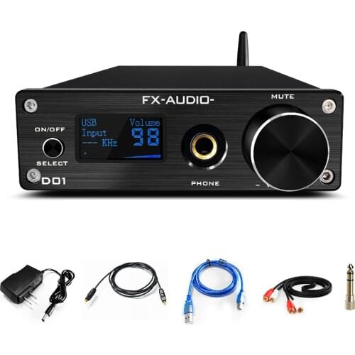 FX AUDIO ES9038Q2M DAC and Headphone Amp XMOS XU208 DSD512 PCM 24Bit/ 768kHz Bluetooth 5.0 CSR8675 Support 196kHz APTX-HD