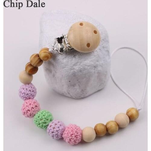 Chip Dale New Baby Pacifier Anti-drop Chain Crochet Beads Baby Pacifier Chain Baby Shower Gift Toy