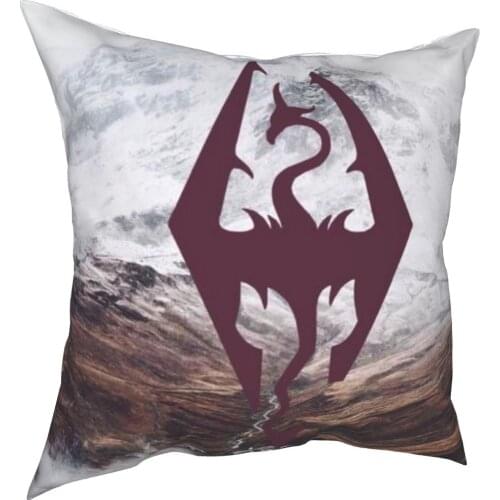 Skyrim Background Dragon Pillowcase Soft Polyester Cushion Cover Decoration Throw Pillow Case Cover Home Zipper 40X40cm
