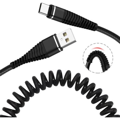 Spring USB C Micro USB Cable Retractable Charging Cable Fast Charging Charger Data Cable Wire Cord for Huawei P20 P10 for Xiaomi