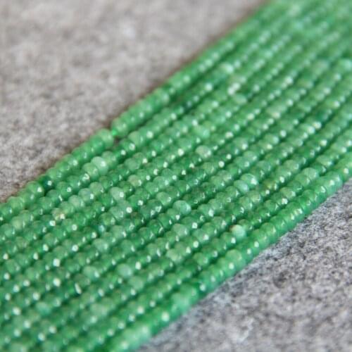 2*4mm Faceted New Green chalcedony beads Round shape stones Loose DIY 15" 2pc/lot Jewelry making design wholesale