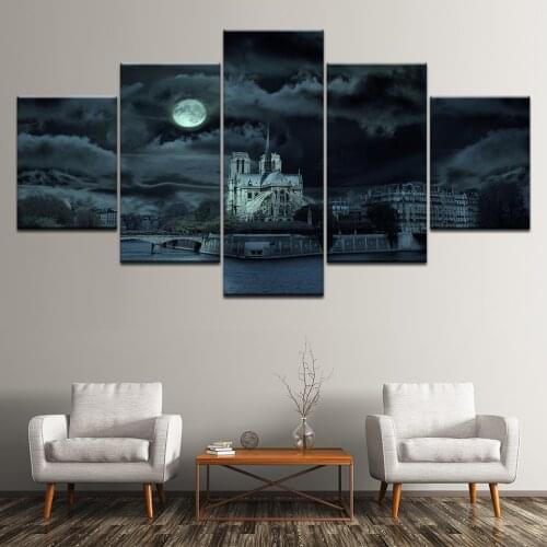 Canvas Pictures Home Decoration Paintings 5 Panel Cathedral Wall Artwork Printed Modern Poster Hotel Modular Frame
