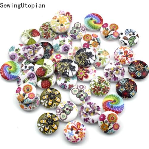 100PCS 15MM Round Wooden Buttons 2 Holes Sewing Wood Button Scrapbooking Garment DIY Apparel Accessories