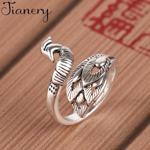 Hot Sale New Charming Peacock Finger Rings For Women Female Big Large Retro Vintage Rings Gothic Jewelry 2021