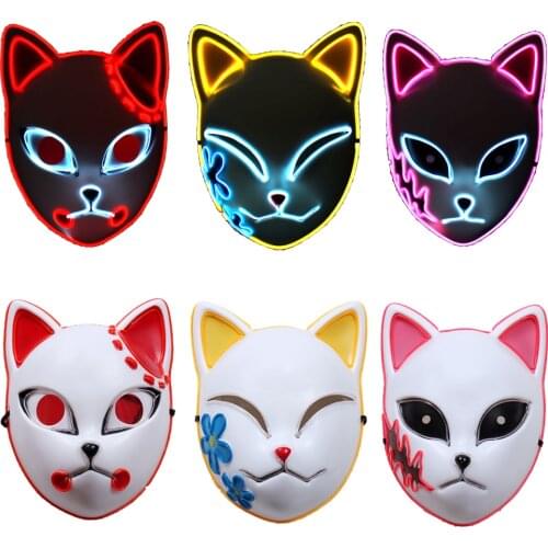 Anime Demon Slayer Kimetsu No Yaiba Tanjirou Mask Cosplay Sabito Makomo Masques Halloween Costume Props With LED
