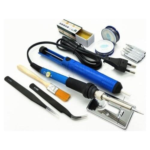 110V 220V 60W EU US soldering iron set adjustable temperature portable welding repair tool tweezers tin wire soldering iron gun