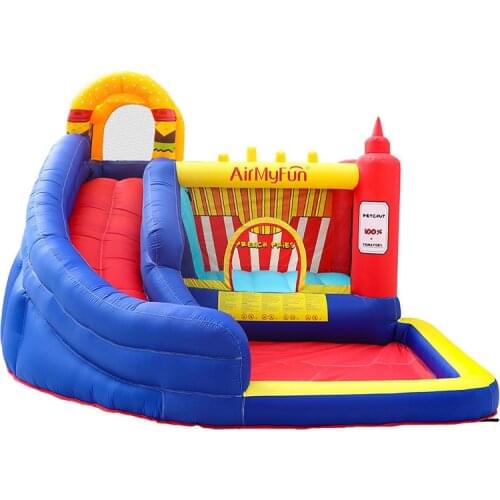 Hamburgers French Fries Style Inflatable Bouncer Castle Slide Jumping Jumper Family Use Bouncy House for Kids Indoor Trampoline