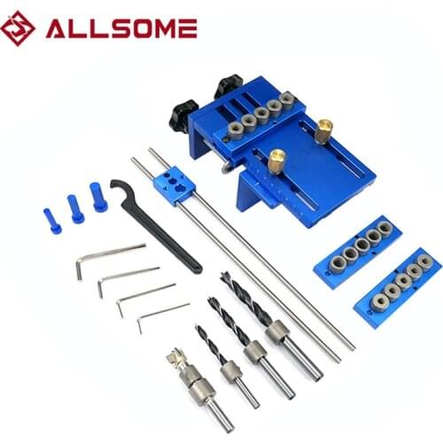 ALLSOME High Precision Jig Dowel Jig Wood Hole Drilling Guide Woodworking Position for DIY Wood Working