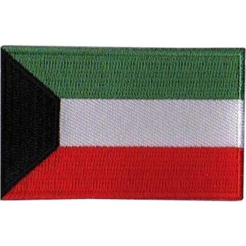 Kuwait Flag Embroidery Patches Flat Broder with Iron On Backing free shipping by Post