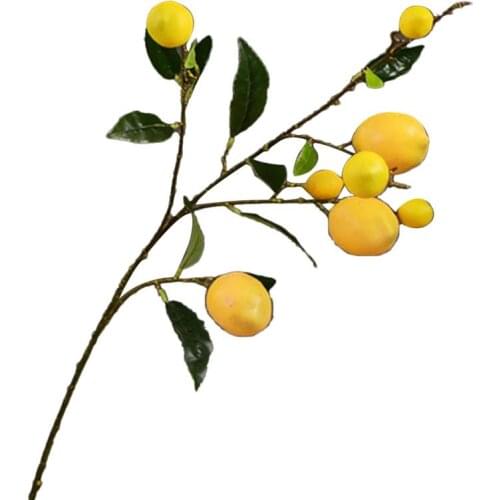 New Artificial Lemon Branch Decorative Lifelike Faux Lemon Fruit Decor For Household Party Office Artificial Plants Accessories