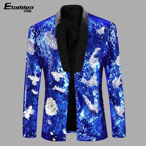 2021 Mens New Sequined Performance Feng blazer Singer Host Stage Performance blazers
