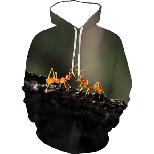 2021 New MenS And WomenS Hoodie 3d Color Printing Two Ants Series Round Tie Cap Long Sleeve Autumn And Winter Sportswear